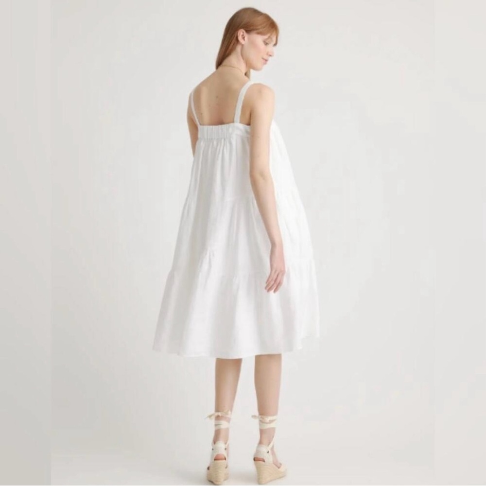 Classic White Tiered Midi Dress - Picture 2 of 5